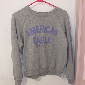 American Eagle Outfitters Gray Sweatshirt with Purple Print
